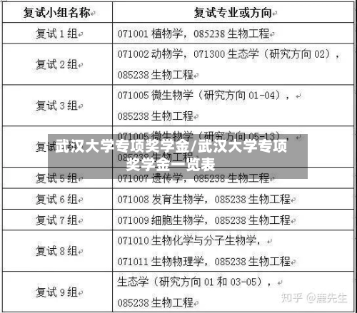 武汉大学专项奖学金/武汉大学专项奖学金一览表