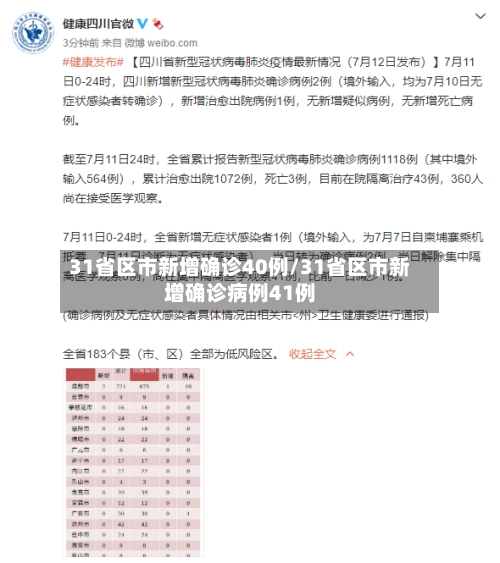 31省区市新增确诊40例/31省区市新增确诊病例41例