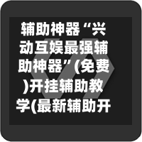 辅助神器“兴动互娱最强辅助神器	”(免费)开挂辅助教学(最新辅助开挂教程)-第2张图片