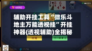 辅助开挂工具“微乐斗地主万能透视挂”开挂神器{透视辅助}全揭秘