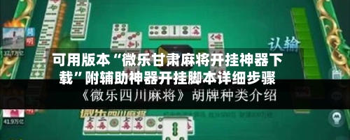可用版本“微乐甘肃麻将开挂神器下载”附辅助神器开挂脚本详细步骤-第2张图片