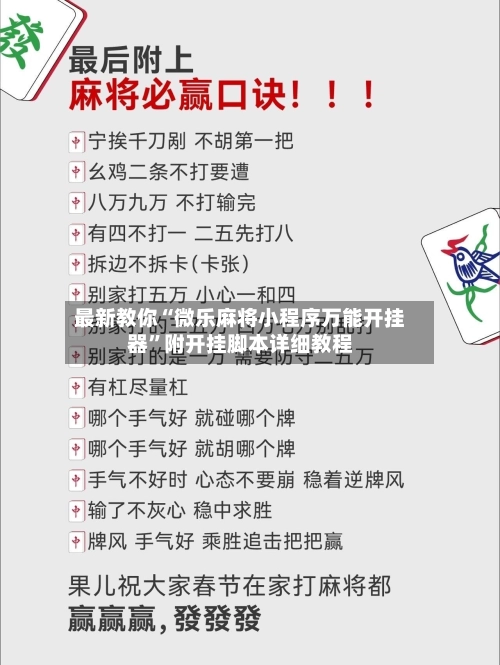 最新教你“微乐麻将小程序万能开挂器”附开挂脚本详细教程-第2张图片