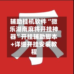 辅助挂机软件“微乐湖南麻将开挂神器”开挂辅助脚本+详细开挂安装教程