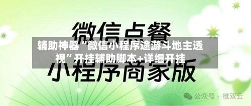 辅助神器“微信小程序途游斗地主透视”开挂辅助脚本+详细开挂