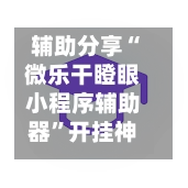 辅助分享“微乐干瞪眼小程序辅助器”开挂神器{透视辅助}全揭秘-第3张图片