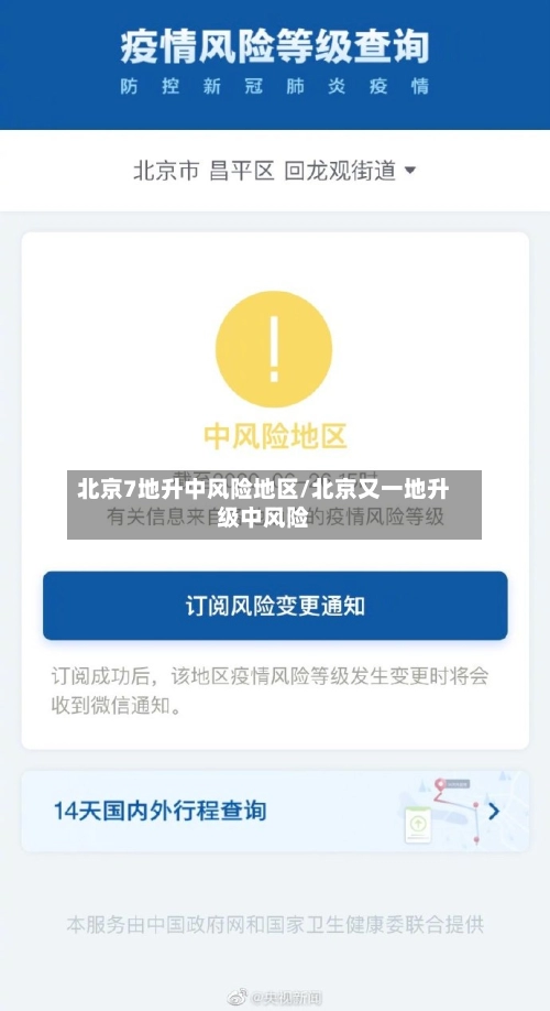 北京7地升中风险地区/北京又一地升级中风险
