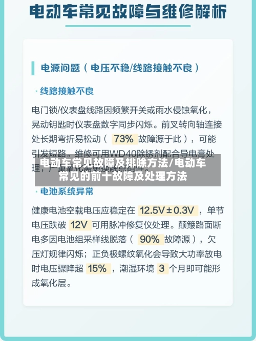 电动车常见故障及排除方法/电动车常见的前十故障及处理方法