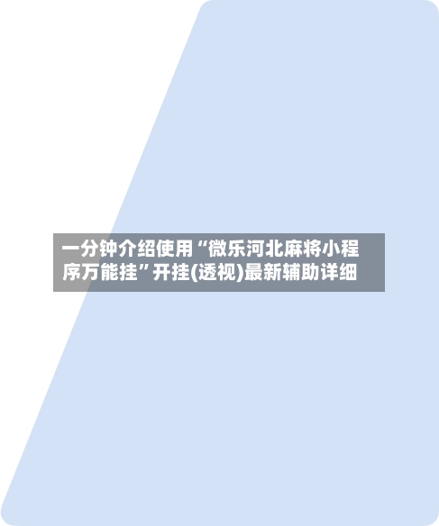 一分钟介绍使用“微乐河北麻将小程序万能挂	”开挂(透视)最新辅助详细-第2张图片