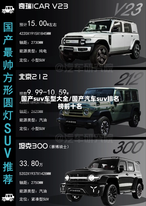 国产suv车型大全/国产汽车suv排名榜前十名