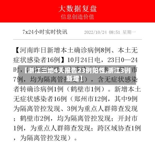 【浙江三地4天报告23例阳性,浙江3例新增】